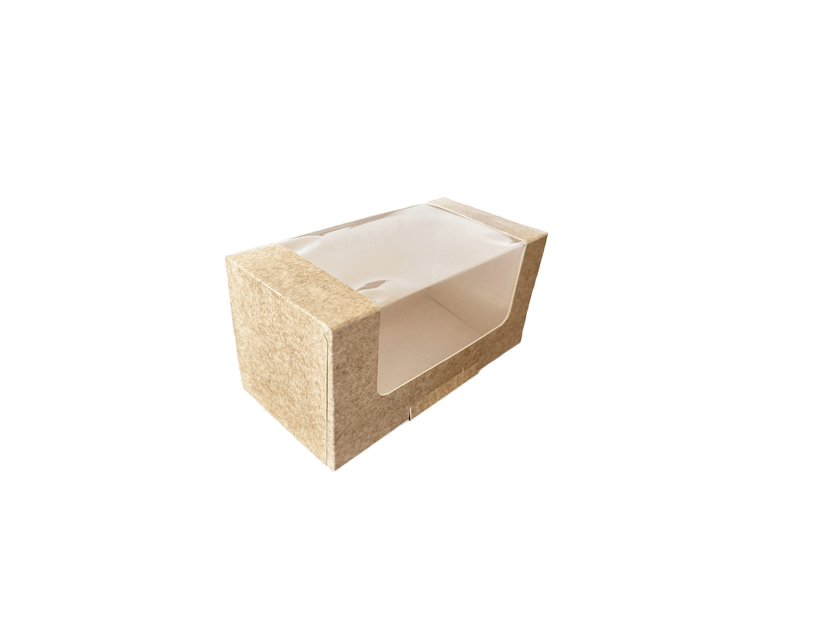 Cutii carton natur cu fereastra pentru prajituri 19 x 10 x H 10 cm, 50 buc/set